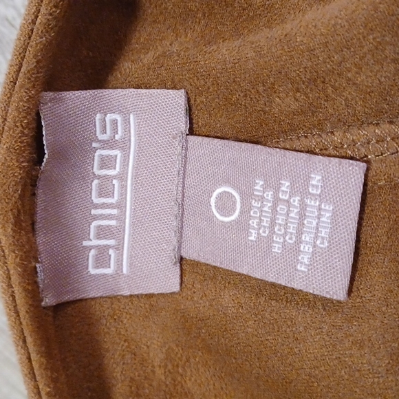 Chico's sueded brown fringe open lightweight cardigan jacket size 0 XS 4-6 - Picture 12 of 15